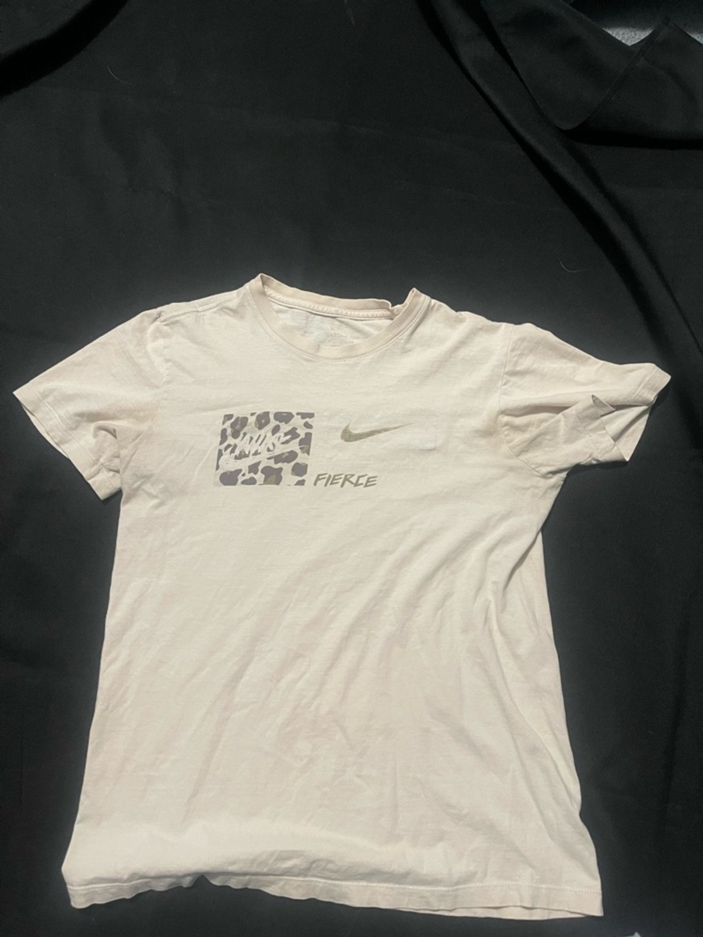Nike Cream Short-Sleeve Graphic Tee with Leopard Accent